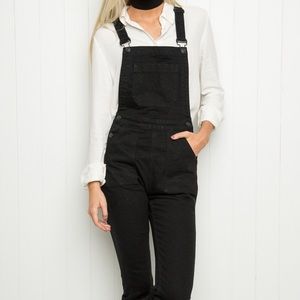 Black skinny overalls